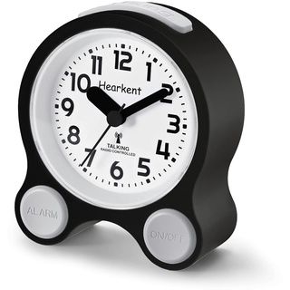 Hearkent Atomic Sprechende Uhr, 5 Sets von separaten Alarmen, englisch sprechend, angenehm männlich oder weiblich, Stimme umschaltbar (schwarz)