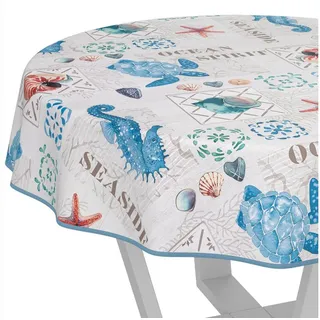 ANRO Wachstuchtischdecke abwaschbar Rund 140 cm Grau