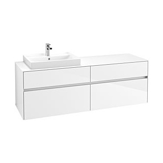 Waschbeckenunterschrank 160 x 55 cm Glossy White