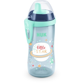 NUK Kiddy Cup Night Trinklernflasche | Schnabeltasse mit Leuchteffekt | 12+ Monate | Auslaufsicher mit harter Trinktülle | Clip und Schutzkappe | BPA-frei | 300 ml | Planeten (blau), 10255678