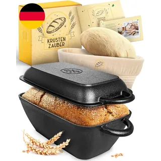 KRUSTENZAUBER 30Cm Brotbackform Mit Deckel Inkl. Gärkorb - Robuster Gusseisen Br