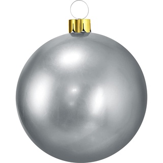 Magie di Natale Weihnachtskugeln Deko Christbaumkugeln aufblasbar (Ø 65cm, Silber)