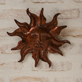 Wanddekoration Sonne - Wandschmuck - D: 25,5cm - Metall - f√or Au√üen - bronze