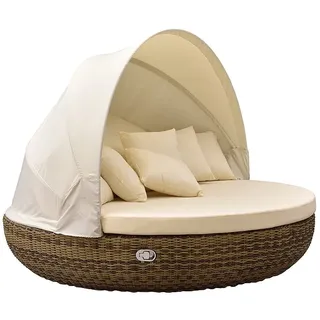 Strandkorbwerk Liegeinsel Pacific Cubu Cream Grey- 360°-Drehtechnik Gartenlounge Gartenmöbel Sunlounger Sonneninsel