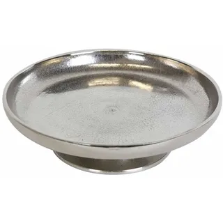 Casa Moro Aluminium Silber Tablett Livorno M mit Fuß Ø 26cm rund Obstteller Luxus Kuchenplatte handgegossen - Serviertablett Weihnachtsdeko für Wohnzimmer Esszimmer Küche ALTB16M