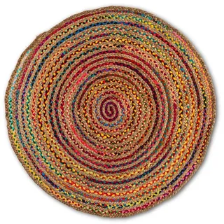 Webteppich Chindi Round Ø 120 cm Mischgewebe Bunt