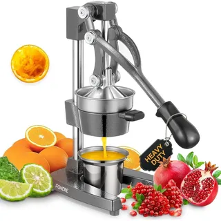 FOHERE Obstpresse Orangenpresse, Zitruspresse, Manuelle Saftpresse aus Gusseisen (1 St), Gusseisen, mit ergonomischer Gummigriff und rutschfeste Füße grau