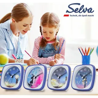 SELVA Kinderwecker Sternen Schleichende Sekunde lautlos, analog, für Kinder - Weckwiederholung.