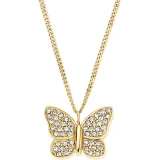 Fossil Collier Fossil Damen-Kette Edelstahl Glasstein goldfarben