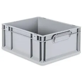 FIXKRAFT Eurobox 11L Aufbewahrungsbox mit Deckel Stapelbar 40x30x12 cm Stapelbox Grau Kunststoff Box Aufbewahrung Plastikbox Lagerbox Kunststoffbox Plastik (Verschluss Blau, Scharniere, ohne Griff)