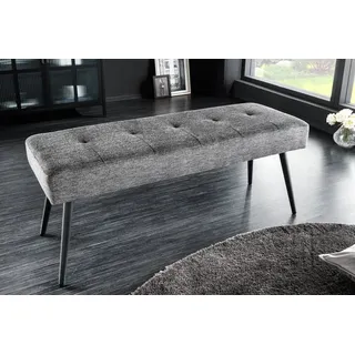 Riess-Ambiente Sitzbank BOUTIQUE - 100cm grau Strukturstoff schwarze Metallbeine