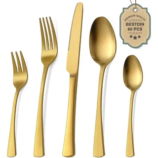 luxuskollektion Edelstahl 60-tlg. matt Gold