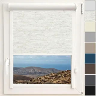 Kassettenrollo Verdunkelungsrollo Thermo Rollo | Fertigung nach Maß | Zum Anschrauben oder Kleben | Für Türen und Fenster | Thermostoff Blackout | Mit Kassette und Führungsschienen | Farbe Sand