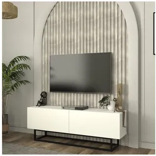 [en.casa] Nolven TV-Lowboard 135 x 46,5 x 31,5 cm Weiß Metall/Spanplatte