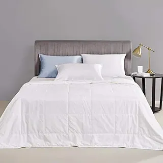 Mommesilk Seide Bettdecke 135x200cm, 100% Seide Füllung mit Baumwolle Hülle Seidengewicht 0.4kg, Weiß Waschbar 4 Jahreszeiten Allergiker Bettdecke