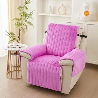 Highdi Sesselschoner für Relaxsessel 1 Sitzer Fernsehsessel Ruhesessel Bezüge, Weich Kunstkaninchenfell Sesselschutz Sesselauflage Universal Plüsch Sesselbezug Lehnenschutz (55x200cm,Lila)