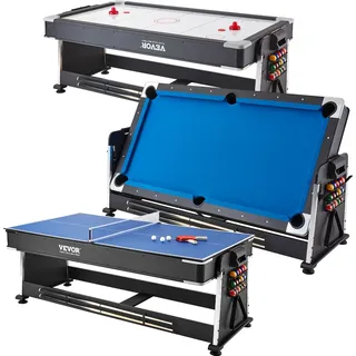 Vevor 3 in 1 Multispieltisch mit Drehgelenk und Airhockey, Tischtennis, Hockeytisch für Spielzimmer, Familienheim, Arcade-Gaming-Set, sämtliches Zubehör für jedes Spiel enthalten