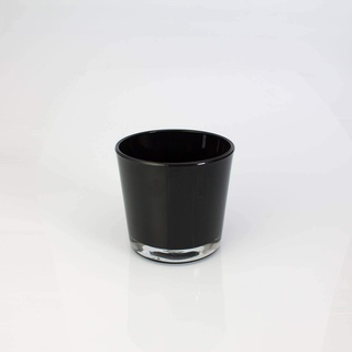 INNA-Glas Kleine Glasvase - Windlicht Alena, schwarz, 10,5cm, Ø 11,5cm - Blumentopf - Tisch Glasvase