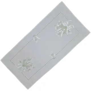 texpot Tischdecke Tischläufer Stickerei Maiglöckchen Frühling Deko (1-tlg) weiß Rechteckig | 40 cm x 90 cm