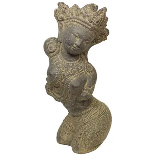 Oriental Galerie Dewi Tara Büste Stein-Figur Gartenfigur Asiatische Skulptur Buddha Garten Lavastein 30 cm