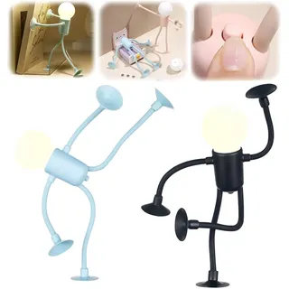Nachtlicht Kinder mit Saugnapf, Lustiges Sportler Wandlampe Kinderzimmer, DIY Form Nachtlichter, Kleine Tischlampe Kreative Nachtlampe für Weihnachten Schlafzimmer Kinderzimmer Deko (Blau+Schwarz)