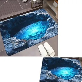 3d-optische-illusion-teppich – Rutschfest, Waschbar, Bodenloses Brunnenmotiv.