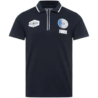 Camp David Herren Poloshirt aus Pikee mit Zipper und Patches Navy, XXXL - 3XL
