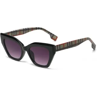 LJCZKA Vintage Katzenauge Sonnenbrille Damen – Retro Katzenaugen Sonnenbrille Cateye Eckig Kleine Brillen Damen mit UV-Schutz - 21 mm ponte, 136 mm astine
