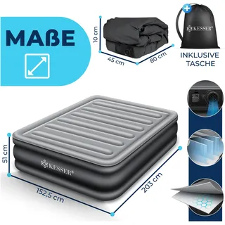 Kesser KESSER® Aufblasbare Matratze Luftbett mit eingebauter elektrischer Pumpe integrierte erhöhte aufblasbare Matratze für Übernachtungsgäste mit Aufbewahrungstasche