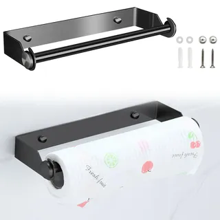 Meyagot Küchenrollenhalter, Küchenpapierhalter Wandmontage, Papierrollenhalter Rollenhalter Wandrollenhalter Edelstahl Küchenrollen Für Küchenkrepp Holder Für Küche Schrank Bad(Schwarz 27cm)