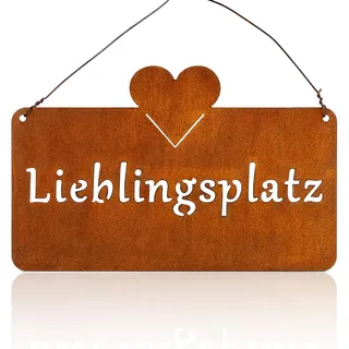 Lieblingsplatz Schild Outdoor | Gartendeko Rost Vintage | Wetterfestes Metall Gartenschilder für Draußen | Wanddeko Garten & Balkon Deko (25x16cm)
