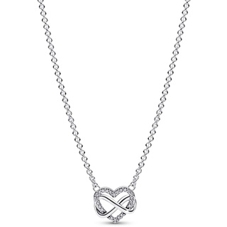 PANDORA Moments Funkelnde Unendlichkeits-Herz Collier-Halskette aus Sterling Silber mit Zirkonia Steinen, Größe 50cm, 392666C01-50