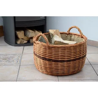 Kaminholzkorb Weide Transportkorb mit Jute Einkaufskorb mit Griffen Weidekorb