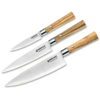 Böker Damast Olive Messerset 3-tlg. Braun/Grün