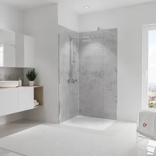 Schulte Duschrückwand DecoDesign 2x100x210 cm, Stein Grau-Hell, Ecke