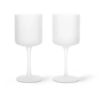 Ferm Living - Ripple Weißweinglas, frosted (2er-Set)