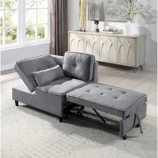 ATLANTIC home collection Schlafsofa Freddy, wandelbar zum Loungesessel, Relaxliege und Gästebett, inkl. Kissen grau
