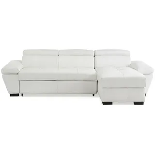 Vente-Unique Schlafsofa, Weiß, Leder, Uni, 4-Sitzer, 256x83x154 cm, Wohnzimmer, Sofas & Couches, Schlafsofas