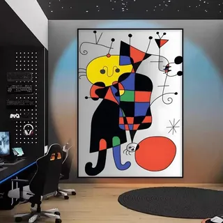GKUVBF Modernes surrealistisches Joan Miró Leinwandbild Retro-Poster und Kunstdruck Wandkunst für Wohnzimmer Moderne Wohndekoration (40x50cm/Rahmenlos)