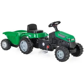 Trettraktor mit Anhänger, Traktor zum draufsitzen, Kinder Traktor ab 3 Jahre Grün