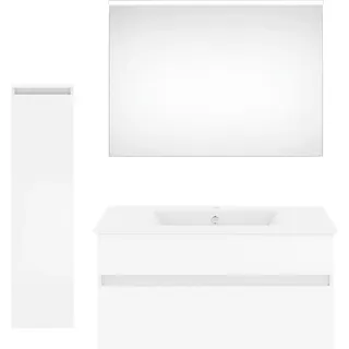 Puris Badezimmer Get2You, Weiß Hochglanz, Holzwerkstoff, 4-teilig, 2 Schublade(n) Schubladen, 122.4 cm, Goldenes M, Made in Germany, hängend, Badezimmer, Badmöbelsets & Badmöbelserien, Badmöbel-Set