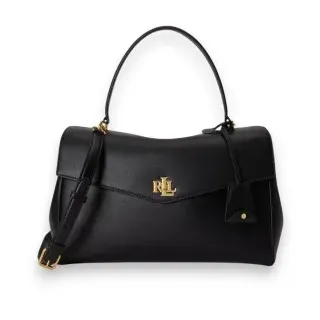 Lauren Ralph Lauren für Damen. 431P11738002 Kleine Farrah Satchel-Tasche aus schwarzem Nappaleder (OSFA), Lässig