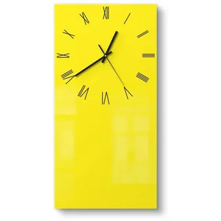 DEQORI Wanduhr 'Unifarben - Gelb' (Glas Glasuhr modern Wand Uhr Design Küchenuhr) gelb 30 cm x 60 cm