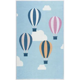 ScandicLiving Heissballone Kinderteppich 100 x 160 cm Hellblau/Multi