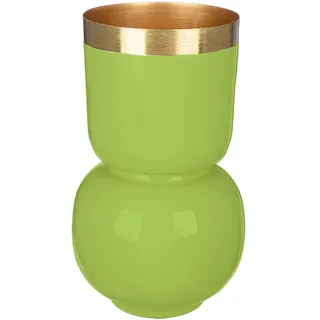 Gilde Vase Roro - Metall - grün glänzend - Höhe 31cm x Ø 18cm - Blumenvase