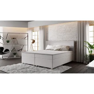 Roe Furniture | Boxspringbett - SIMPLE - 160x200 cm - Hellgrau - Mit Bonell-Matratze - Doppelbett - Tagesbett - Bett Schlafzimmer - Gästebett - Hellgrau