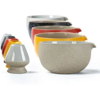 Famanu Matcha-Schale mit natürlicher Steinstruktur - 510 ml - Dunkelgrau
