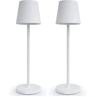 SMART-J Wiederaufladbare LED-Tischlampe Easy Circle – 3 Lichttemperaturen, 6 Stunden Laufzeit, modernes Design, Touch-Schalter, USB wiederaufladbar (weiß) (Packung mit 2)