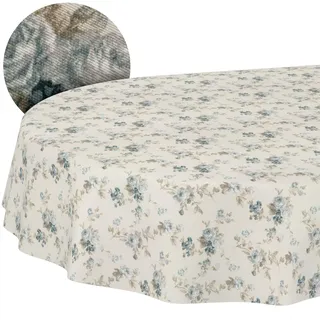 ANRO Tischdecke abwaschbar Alisa Oval 220 x 140 cm Blau