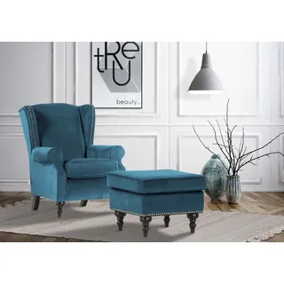 Ohrensessel GUTMANN FACTORY, bunt (türkis, rot, dunkelgrün, moosgrün, blau), B:83cm H:102cm T:87cm, 100% Polyester, Sessel, Ohrensessel